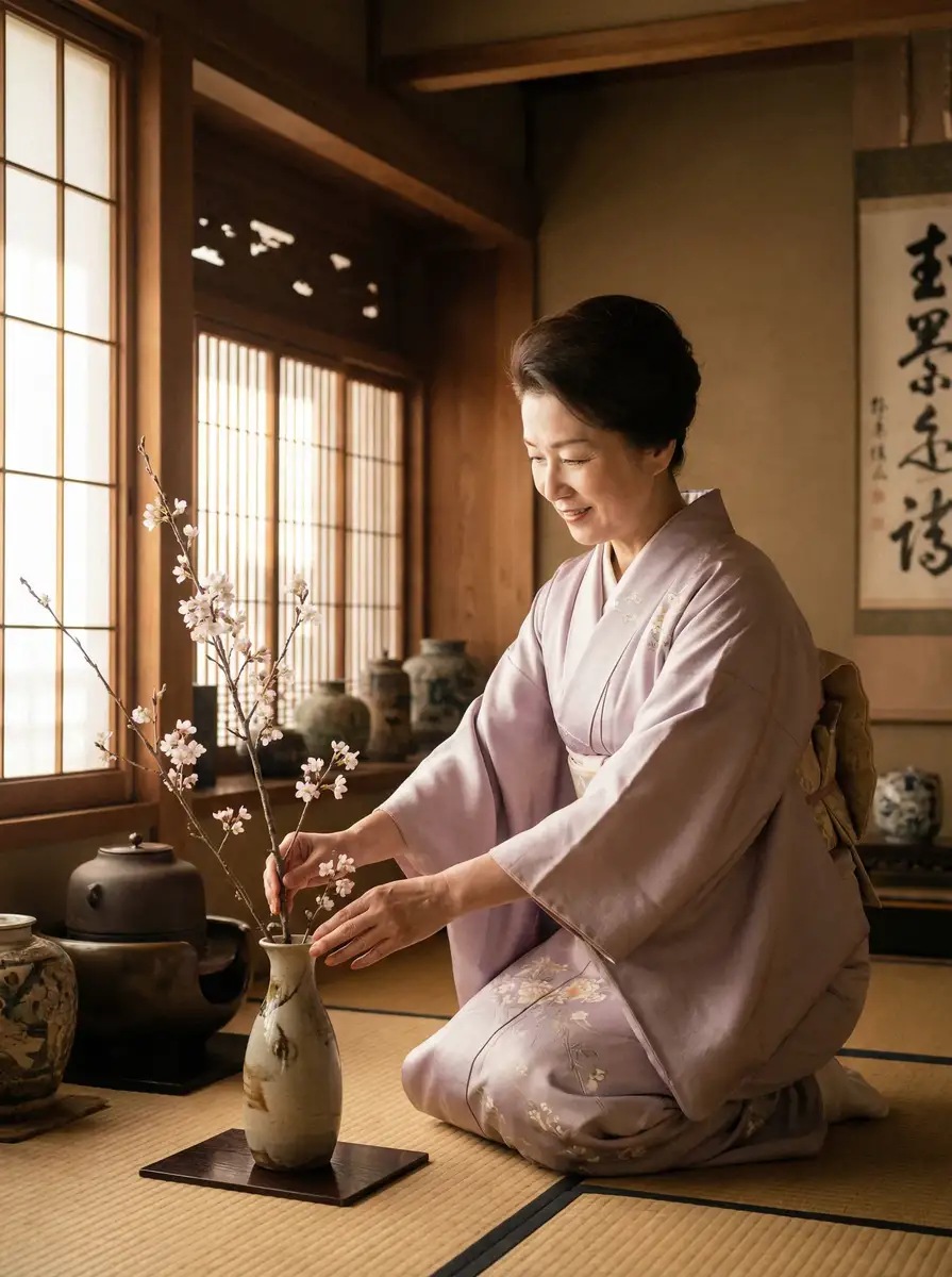 一位优雅的 【每日吃瓜大赛官网】每日吃瓜大赛最新入口_每日吃瓜大赛实时更新 在和室中插花
